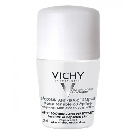VICHY DEODORANT ANTI-TRANSPIRANT 48H ROLL-ON 50ML PEAU SENSIBLE OU ÉPILÉE