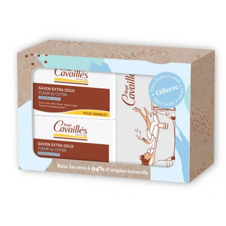 ROGE CAVAILLES SAVON PARFUME FLEUR DE COTON 250G X2 +BOITE OFFERTE