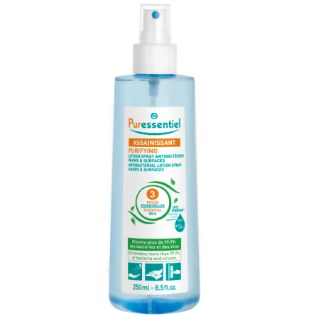 PURESSENTIEL ASSAINISSANT LOTION SPRAY ANTIBACTÉRIEN MAINS ET SURFACES 3 HE 250ML