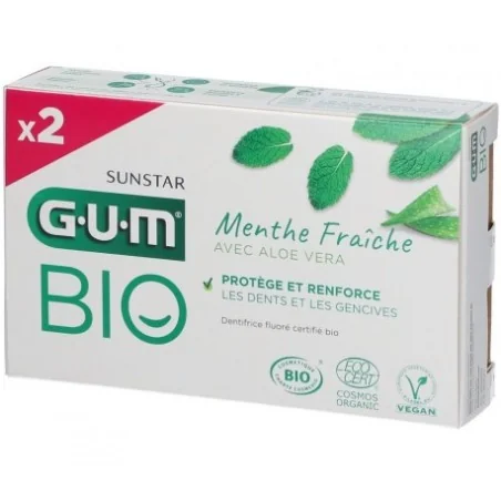 GUM DENTIFRICE MENTHE FRAÎCHE ALOE VERA BIO LOT DE 2 X 75 ML
