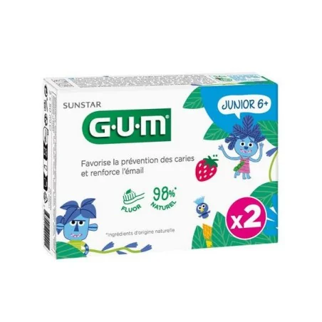 GUM JUNIOR 6+ PACK 2 DENTIFRICES 2X50ML