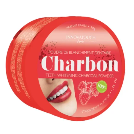 INNOVATOUCH POUDRE DE BLANCHIMENT DENTAIRE AU CHARBON PARFUM FRAISE 50G