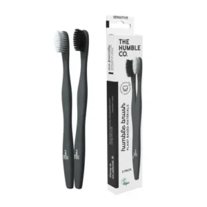 THE HUMBLE BROSSES À DENTS ÉCOLOGIQUE À BASE DE PLANTES  PACK DE 2 / COULEUR BLANCHE / NOIRE