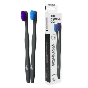 THE HUMBLE BROSSES À DENTS ÉCOLOGIQUE À BASE DE PLANTES  PACK DE 2 / COULEUR BLEUE / MAUVE