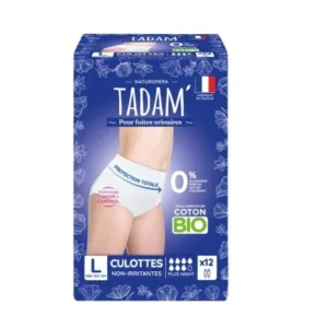 TADAM' CULOTTES ECOLOGIQUES FUITES URINAIRES JETABLES NUIT TAILLE L 12U