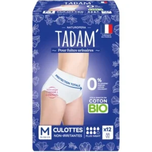 TADAM' CULOTTES ECOLOGIQUES FUITES URINAIRES JETABLES NUIT TAILLE M 12U