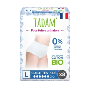 TADAM' CULOTTES ECOLOGIQUES FUITES URINAIRES JETABLES TAILLE L 8U