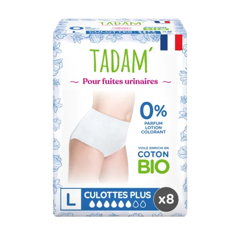 TADAM' CULOTTES ECOLOGIQUES FUITES URINAIRES JETABLES TAILLE L 8U