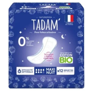 TADAM' SERVIETTES ECOLOGIQUES FUITES URINAIRES NUIT 12U