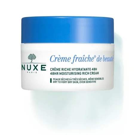NUXE CREME FRAICHE DE BEAUTE ENRICHIE CREME RICHE HYDRATANTE ET APAISANTE 24H 50ML - PEAUX SÈCHES ET TRÈS SÈCHES