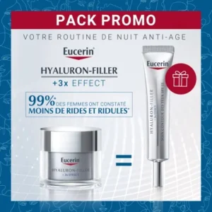 EUCERIN HYALURON-FILLER NUIT 50ML ACHETE + EUCERIN HYALURON-FILLER SOIN YEUX SPF15 15ML OFFERT