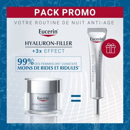 EUCERIN HYALURON-FILLER NUIT 50ML ACHETE + EUCERIN HYALURON-FILLER SOIN YEUX SPF15 15ML OFFERT
