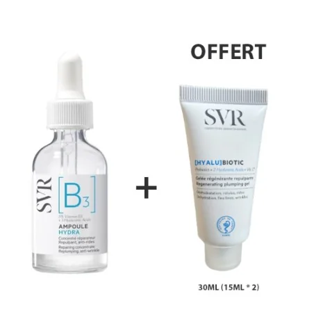 SVR AMPOULE B3 30ML ACHETE + [HYALU]BIOTIC GELÉE RÉGÉNÉRANTE REPULPANTE30ML (15ML * 2) OFFERTS