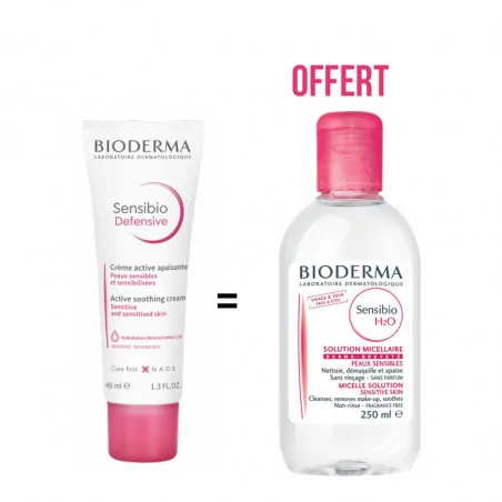 BIODERMA SENSIBIO DEFENSIVE CRÈME 40ML ACHETE + SENSIBIO H2O 250ML OFFERT