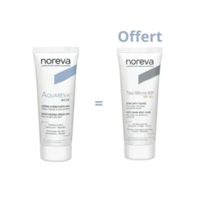 NOREVA AQUAREVA CREME RICHE 40 ML ACHETE + NOREVA LED TRIO WHITE XP SPF50 40ML OFFERT