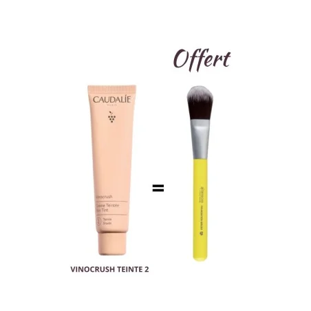 CAUDALIE VINOCRUSH CREME TEINTEE 30 ML TEINTE 2 ACHETE + BENECOS PINCEAU FOND DE TEINT OFFERT