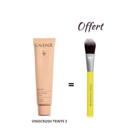 CAUDALIE VINOCRUSH CREME TEINTEE 30 ML TEINTE 3 ACHETE + BENECOS PINCEAU FOND DE TEINT OFFERT