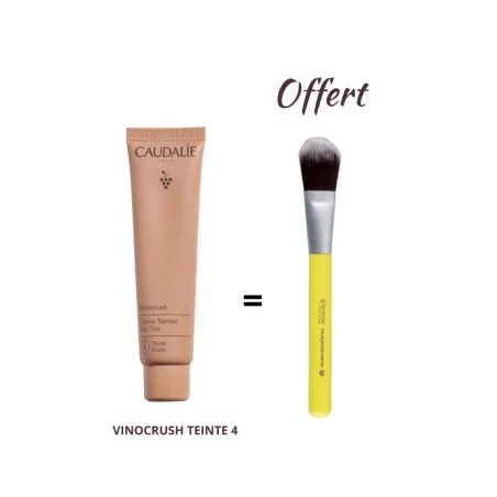 CAUDALIE VINOCRUSH CREME TEINTEE 30 ML TEINTE 4 ACHETE + BENECOS PINCEAU FOND DE TEINT OFFERT
