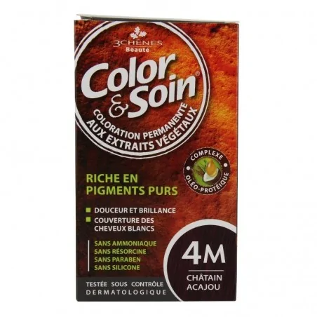 LES 3 CHENES COLOR & SOIN COLORATION PERMANENTE EXTRAITS VÉGÉTAUX 4M CHÂTAIN ACAJOU