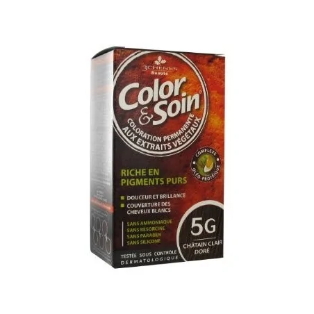 LES 3 CHENES COLOR & SOIN COLORATION PERMANENTE EXTRAITS VÉGÉTAUX 5G CHÂTAIN CLAIR DORE