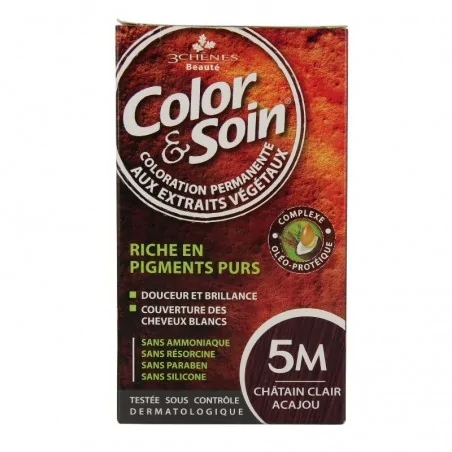 LES 3 CHENES COLOR & SOIN COLORATION PERMANENTE EXTRAITS VÉGÉTAUX 5M CHÂTAIN CLAIR ACAJOU