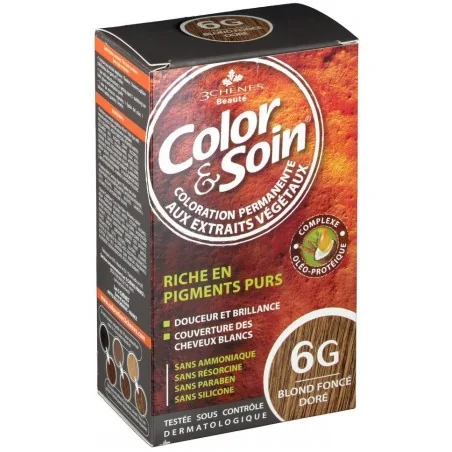 LES 3 CHENES COLOR & SOIN COLORATION PERMANENTE EXTRAITS VÉGÉTAUX 6G BLOND FONCE DORE