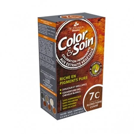 LES 3 CHENES COLOR & SOIN COLORATION PERMANENTE EXTRAITS VÉGÉTAUX 7C BLON TERRE CUIVRE