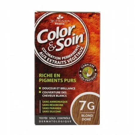 LES 3 CHENES COLOR & SOIN COLORATION PERMANENTE EXTRAITS VÉGÉTAUX 7G BLON DORE