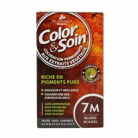 LES 3 CHENES COLOR & SOIN COLORATION PERMANENTE EXTRAITS VÉGÉTAUX 7M BLOND ACAJOU