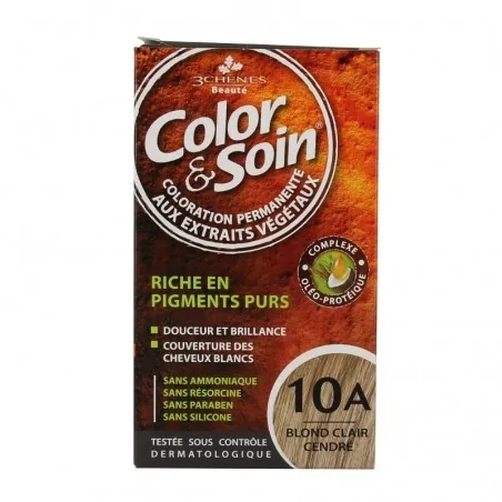 LES 3 CHENES COLOR & SOIN COLORATION PERMANENTE EXTRAITS VÉGÉTAUX 10A BLOND CLAIR CENDRE