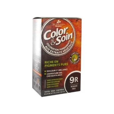 LES 3 CHENES COLOR & SOIN COLORATION PERMANENTE EXTRAITS VÉGÉTAUX 9R ROUGE FEU