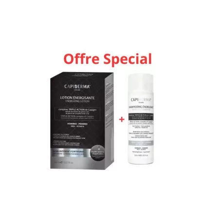 CAPIDERMA OFFRE SPECIAL LOTION ENERGISANTE ANTI-CHUTE 150ML + SHAMPOOING FORTIFIANT A LA KERATINE CHEVEUX SECS