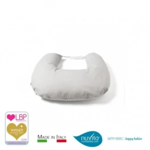 NUVITA COUSSIN D'ALLAITEMENT HYPOALLERGÉNIQUE, RESPIRANT, IMPERMÉABLES À L’EAU - FEEDFRIEND GRIGIO BIANCO