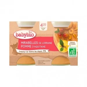 BABYBIO PETIT POT MIRABELLE & POMME 2X130G BIO