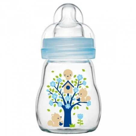 MAM BIBERON EN VERRE FEEL GOOD 1ER AGE BLEU 170ML