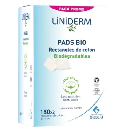 GILBERT PADS BIO 180 RECTANGLES DE COTON 8X10CM