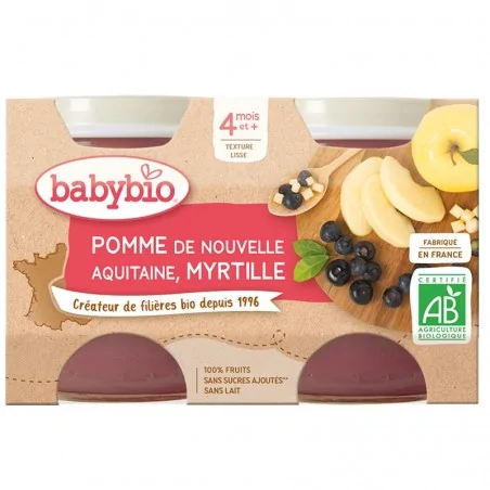 BABYBIO PETITS POTS POMME/MYRTILLE BIO 2X130G