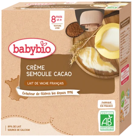 BABYBIO CRÈME SEMOULE CACAO 4X85G