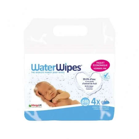 WATERWIPES LINGETTES BÉBÉ 4X60 PIÈCES