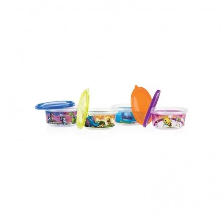 NUBY LOT DE 4 BOLS PIC-NIQUE GRAND MODÈLE 300ML AVEC COUVERCLE +3 MOIS - ID94043