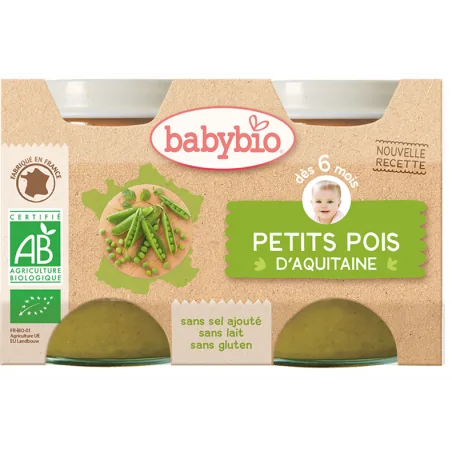 BABYBIO PETITS POIS D’AQUITAINE 2X130G