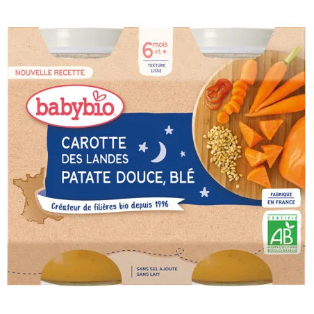 BABYBIO CAROTTE DES LANDES PATATE DOUCE BLÉ 2X220G