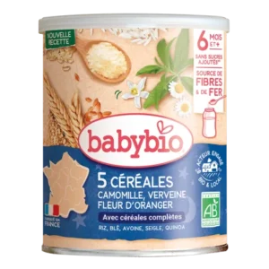 BABYBIO CÉRÉALES VERVEINE FLEUR D’ORANGER CAMOMILLE 220G