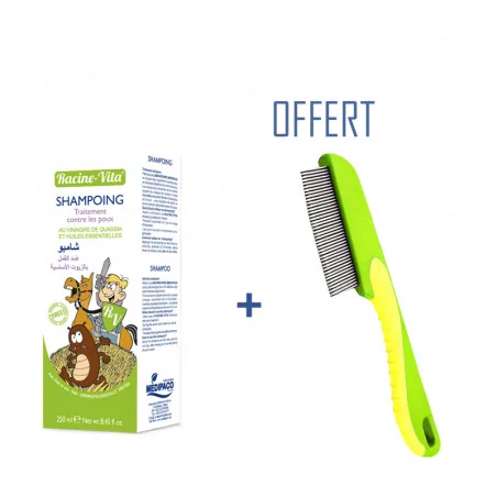 RACINE VITA TRAITEMENT INTENSIF ANTI-POUX ET LENTES PRÉ-SHAMPOOING ACHETE + PEIGNE À POUX OFFERT