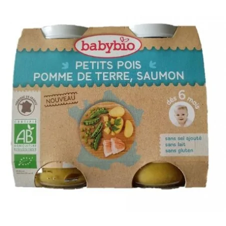 BABYBIO PETITS POIS, POMME DE TERRE ET SAUMON 2X200G