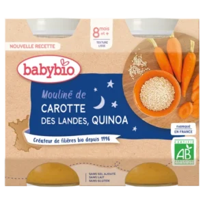 BABYBIO MOULINÉ DE CAROTTE DES LANDES & QUINOA 2X200G