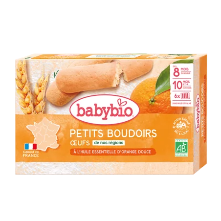 BABYBIO PETITS BOUDOIRS À L’HUILE ESSENTIELLE D’ORANGE DOUCE X6