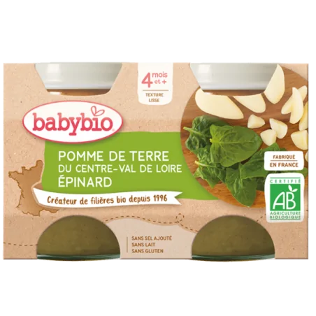 BABYBIO POMME DE TERRE DU CENTRE-VAL DE LOIRE ÉPINARD 2X130G