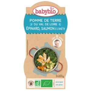 BABYBIO BOL POMME DE TERRE DU VAL DE LOIRE ÉPINARD SAUMON À L’ANETH 2X220G