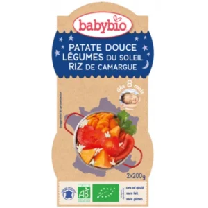BABYBIO BOL PATATE DOUCE LÉGUMES DU SOLEIL RIZ DE CAMARGUE 2X220G